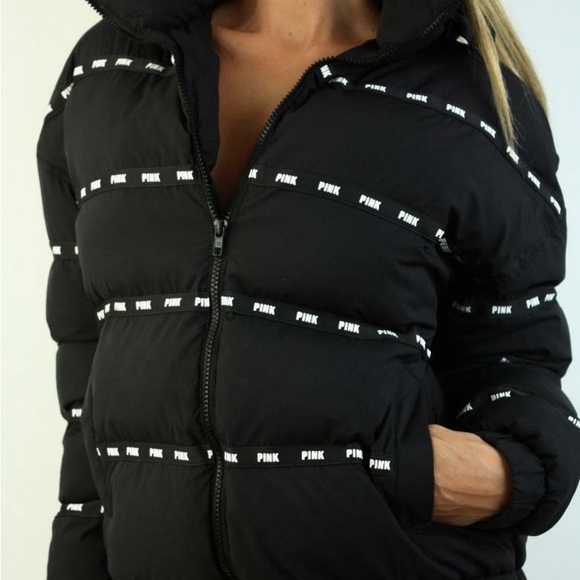 PINK Victoria's Secret Black Puffer Jacket - Picture 1 of 7